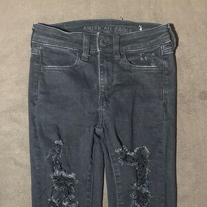 American Eagle Outfitters Black Distressed Skinny Jeans
